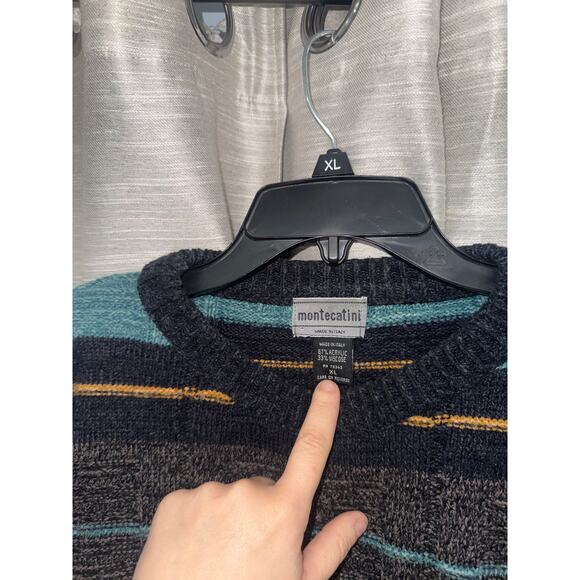 Vintage 90s Montecatini oversized striped sweater made in Italy size XL - Picture 7 of 8